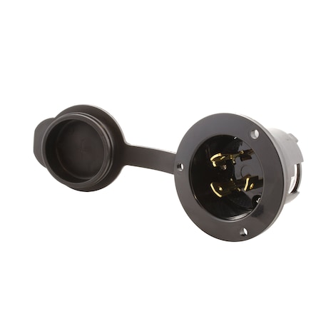 Ac Works Flanged Locking Inlet, 30 A, 250V AC, Screw Terminals, Black ASINL630P-FC